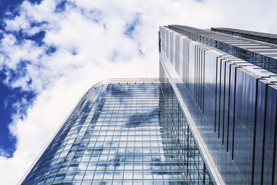 Low angle view of modern building against sky