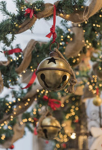 Close-up of christmas decoration hanging on tree