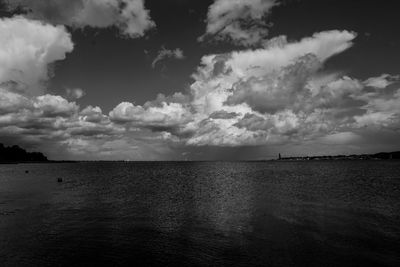 Scenic view of sea against cloudy sky