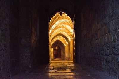 Illuminated archway of gloucester cathedral
