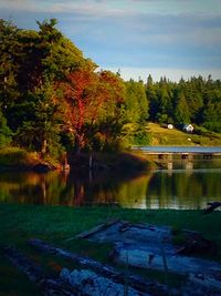 Scenic view of lake against sky