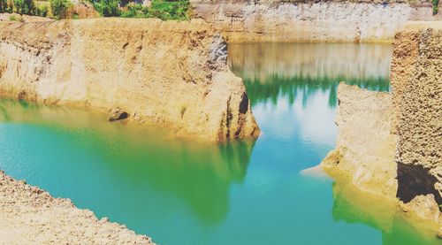 Scenic view of dam on lake. grand canyon chiangmai, thailand