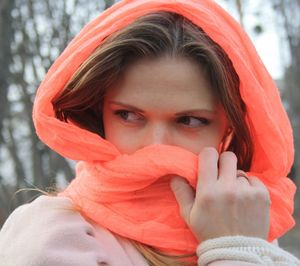 Portrait of woman with snow covered face