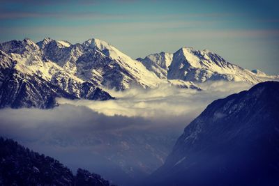 Scenic view of mountains against sky