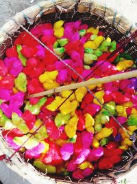 High angle view of fruits in basket