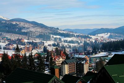 Aerial view of cityscape against sky