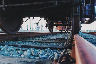 Low section of man at railroad station platform