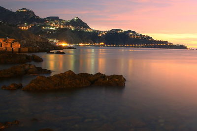 Scenic view of sea at sunset
