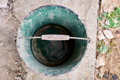 High angle view of rusty metal