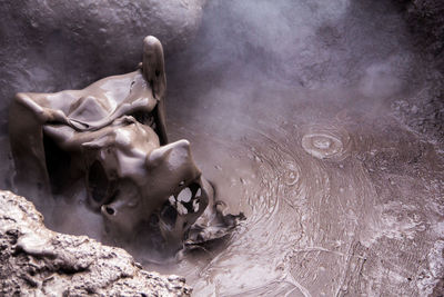 High angle view of mud splashing at atacama desert