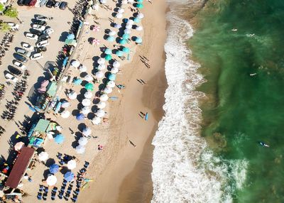 High angle view of people on beach