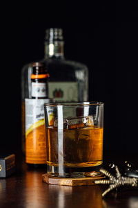 Close-up of drinking glass on table