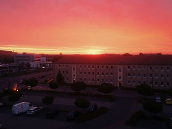 View of city at sunset