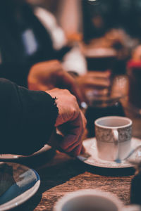 Coffee cup on table at cafe