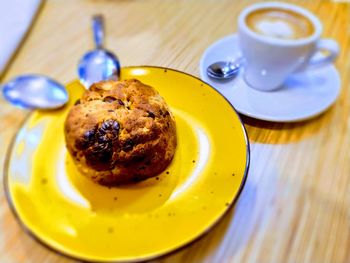 Close-up of breakfast on table