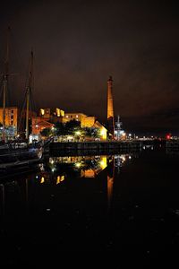 Illuminated city at night