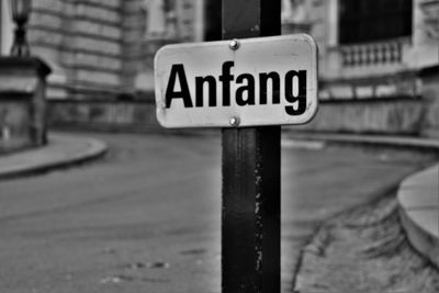 Close-up of information sign