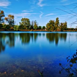 Scenic view of lake against sky