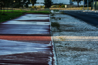 Surface level of wet road