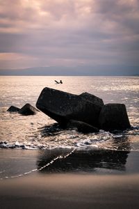 Scenic view of sea against sky during sunset