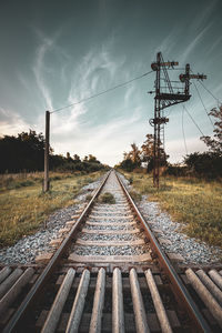 Train tracks in the field station camet. buenos aires - mar del plata