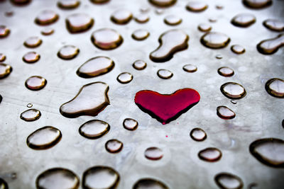 Full frame shot of heart shape with water drops