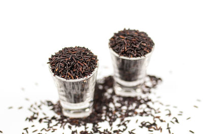 Close-up of coffee beans in glass