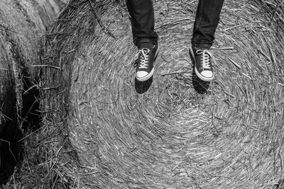 Low section of man standing on floor