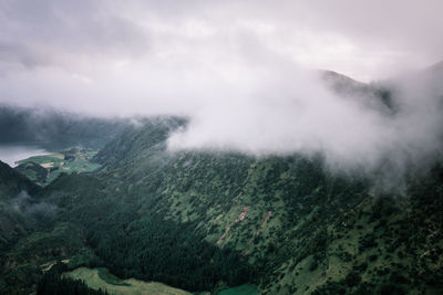 Early foggy morning sunrise from the mountains of azores