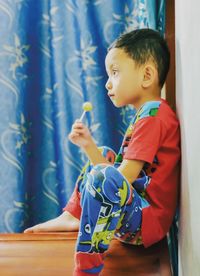 Side view of boy looking away