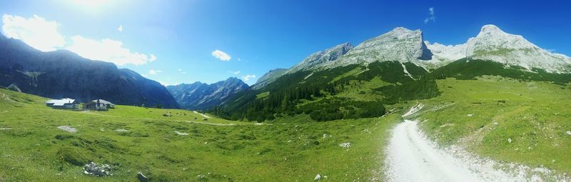 Landscape with mountain range in background