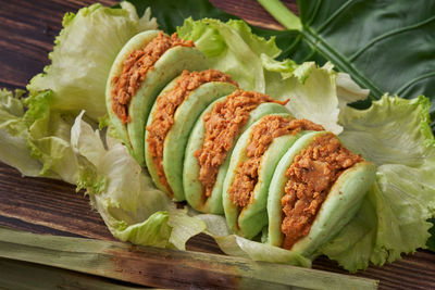 High angle view of meal served in plate