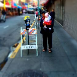 Woman walking in city