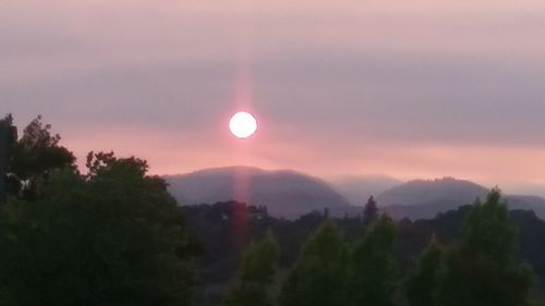 Scenic view of mountains against sky during sunset