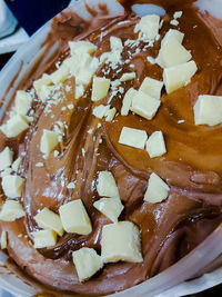 Close-up of chocolate cake in plate