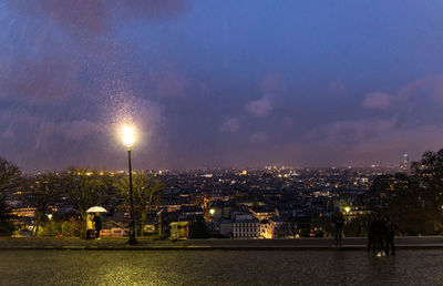 Illuminated city at night