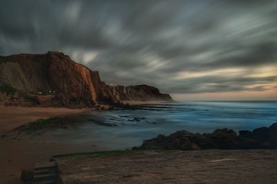 Scenic view of sea against cloudy sky