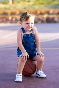 Boy playing basketball