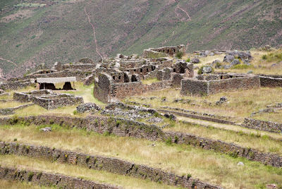 High angle view of old ruins