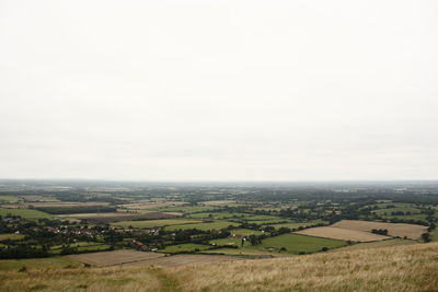 Majestic view of patches of cultivated landscape