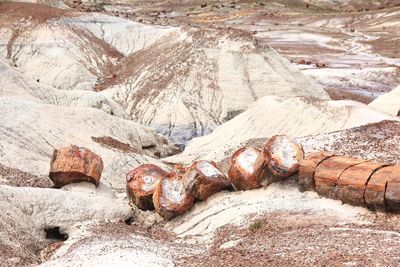 Aerial view of rocks on land