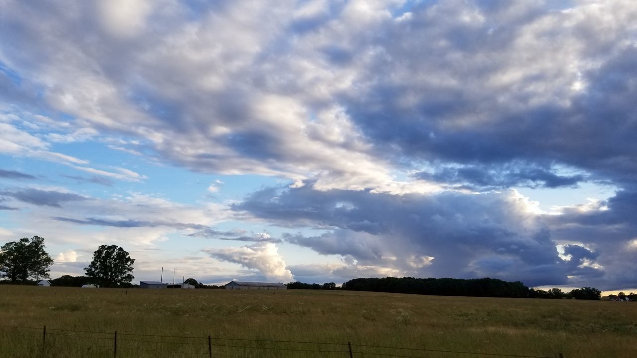 cloud - sky, sky, beauty in nature, environment, scenics - nature, field, plant, landscape, land, tranquility, tranquil scene, tree, nature, no people, non-urban scene, grass, day, idyllic, outdoors, pollution