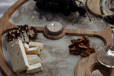 High angle view of food on table