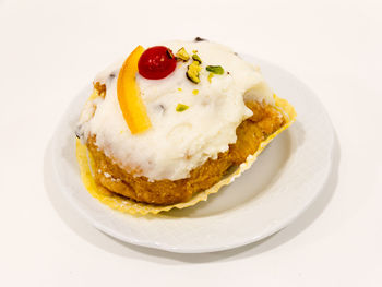 Close-up of dessert served in plate