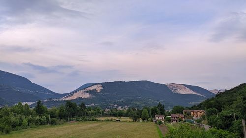 Scenic view of mountains against sky