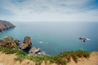 High angle view of sea against sky