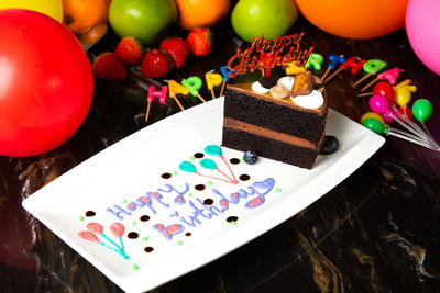 High angle view of multi colored candies on table