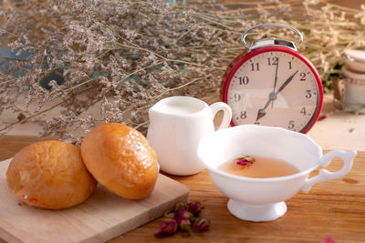 Close-up of breakfast on table