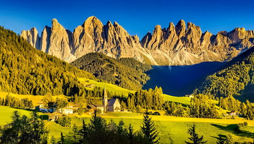 Scenic view of mountains against clear sky