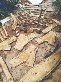High angle view of wood